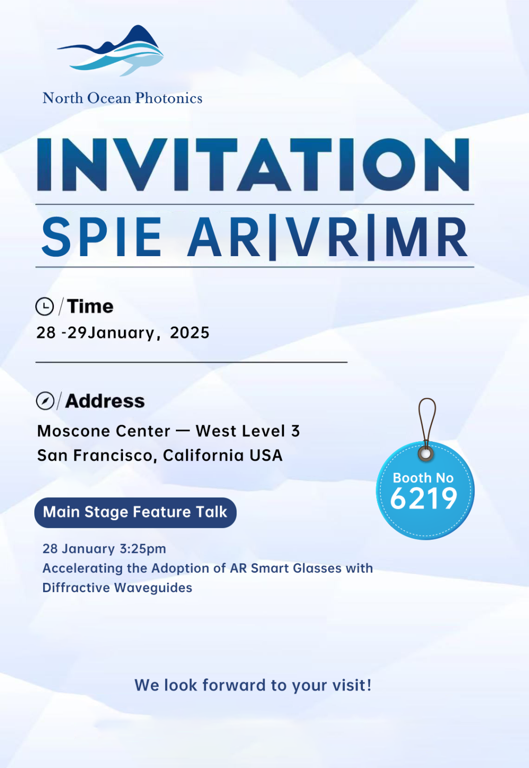 SPIE AR丨VR丨MR 2025, North Ocean Photonics is looking forward to your visit!